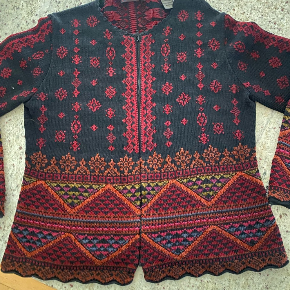 Women's Patterned Zip-Front Blazer Jacket - Black… - image 2